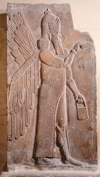 Relief Depicting a Winged Genie, from the Palace of Sargon II at Khorsabad, Iraq by Assyrian